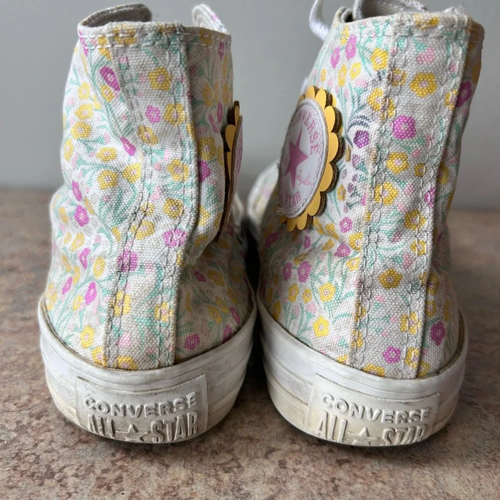 Converse spring pastel floral high tops in size US 5/EU 37.5 - Picture 8 of 9